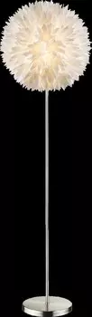 Торшер Globo Lighting металл, матовый никель, белый пластик, ножной переключатель в кабеле, : 450 мм, В: 1570 мм, длина кабеля 1800 мм, без 1x E27 60 Вт 230 В., серебро