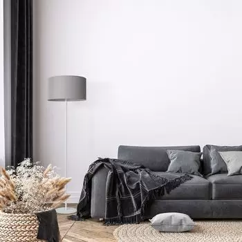 Торшер гостиная спальня штатив тканевый абажур торшер E27 Uni Paco Home, серый