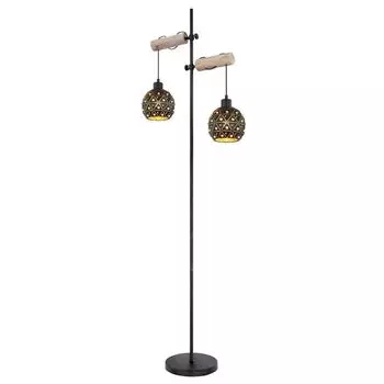 Торшер, кристаллы К9, плафоны внутри золото, дерево, прозрачный etc-shop, черный