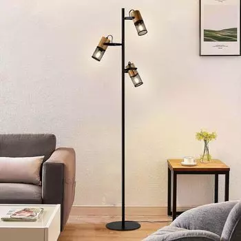 Торшер LQWELL Торшер 3 лампы Современные торшеры Черный металл H140CM [класс энергопотребления A]