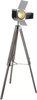 Торшер nve "Голливуд", 1 лампочка, лампочка E27 | без лампочки, торшер-тренога из дерева, регулируемая высота светильника, поворотный 44 см, Высота: 100 см, коричневый