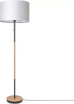 Торшер Paco Home "EKO CANVAS UNI COLOR", лампа E27 | без лампочки, тканевый абажур для гостиной Skandi Торшер E27 монохромный тканевый светильник 45,5 см, Рост: 157 см, белый/антрацит