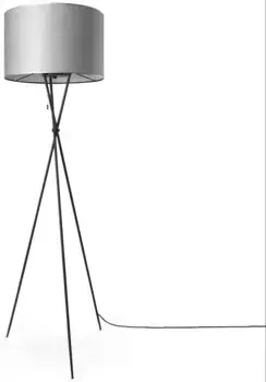 Торшер Paco Home "KATE CANVAS UNI COLOR", лампа E27 | без лампы, штатив для гостиной, тканевый абажур, торшер, текстильный абажур E27 Рост: 177,5 см, серый/черный
