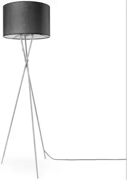 Торшер Paco Home "KATE CANVAS UNI COLOR", лампа E27 | без лампы, штатив для гостиной, тканевый абажур, торшер, текстильный абажур E27 Рост: 177,5 см, черный/серый