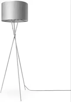 Торшер Paco Home "KATE CANVAS UNI COLOR", лампа E27 | без лампы, штатив для гостиной, тканевый абажур, торшер, текстильный абажур E27 Рост: 177,5 см, серый