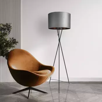 Торшер Paco Home "Kate uni Color", лампа E27 | без лампочки, торшер-тринога для гостиной, велюр, высота 177,5см, филигрань E27 Рост: 177,5 см, черный