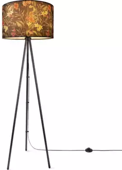 Торшер Paco Home "Trina Flower", лампочка E27 | без лампочки, торшер, штатив, тканевый абажур, круглые цветы Рост: 148,5 см, черный