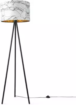 Торшер Paco Home "Трина Крафт", лампа E27 | без лампочки, торшер для спальни E27, мрамор, дизайн камня, серый, белый Рост: 148,5 см, черный