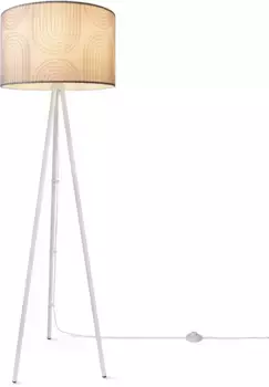 Торшер Paco Home "Trina Pillar", лампа E27 | без лампочки, штатив для гостиной, торшер с тканевым абажуром в стиле ретро, современный Рост: 148,5 см, белый