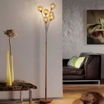 Торшер Paul Neuhaus Greta из металла цвета ржавчины 6xG9, коричневый