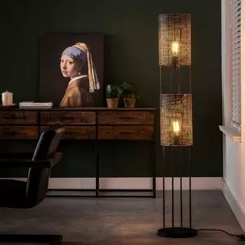 Торшер промышленный – 2 лампы – бронированная труба – серый Present Time