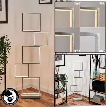 Торшер »Quadri« с регулируемой яркостью из металла из матового алюминия hofstein