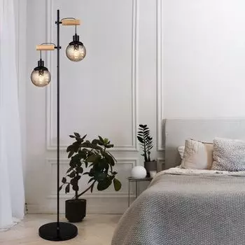 Торшер, регулируемый по высоте, плафоны из стеклянных шариков, В 150 см Globo Lighting, черный