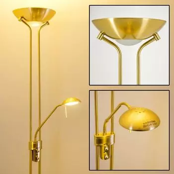 Торшер »Roppa« из металла под латунь, поворотный диммер на корпусе hofstein