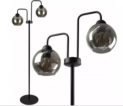 Торшер с 2 источниками света, стеклянные плафоны, светодиод, 2x E27 kiki design, черный