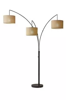 Торшер SalesFever | 3 регулируемых фонаря | Ткань для абажура | Металлический каркас | Нога мраморная | Ш 35 x Г 106 x В 220 см | черный - натуральный
