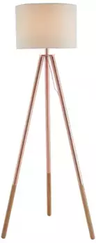 Торшер SalesFever "Инга", 1 лампочка, лампочка E27 | без лампочки, штатив на трёх ножках, скандинавский дизайн 42 см, Рост: 154 см, белый/медный