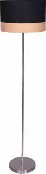 Торшер SalesFever "Jannes", 1 лампочка, лампочка E27 | без лампочки, декоративный абажур под дерево 38 см, Рост: 151 см, черный/хром