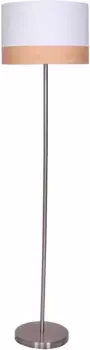 Торшер SalesFever "Jannes", 1 лампочка, лампочка E27 | без лампочки, декоративный абажур под дерево 38 см, Рост: 151 см, белый/хромированный