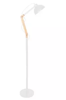 Торшер SalesFever | подвижный шарнирный рычаг | Каркас металл и дерево | Ш 25 x Г 20 x В 150 см | белый - натуральный