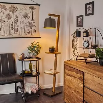 Торшер »Selbagnone« из дерева/металла в натуральных/серых/золотистых тонах hofstein, коричневый