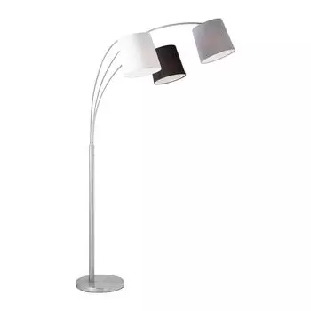 Торшер Selltec MELVIN текстильный абажур в стиле ретро, тканевые плафоны трех цветов, 3x E27 гостиная, столовая, спальня 15461-55ST, серебро