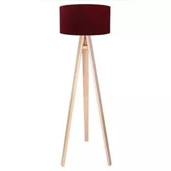 Торшер штатив, деревянная ткань 140 см, маленький бордо, красный, серебристый E27, торшер для гостиной Licht-Erlebnisse, мультиколор