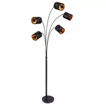 Торшер, текстильный, черно-золотой, круглый, В 204 см Globo Lighting, черный