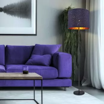 Торшер, текстильный синий, металл, медный цвет, В 160 см Globo Lighting, черный
