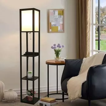 Торшер Торшер с 3-х ярусным торшером Торшер для спальни гостиной 26x26x159см DazHom, черный