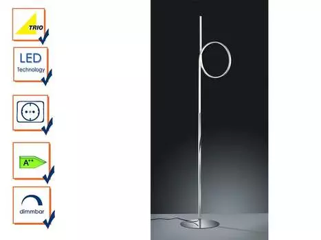 Торшер Trio Catoki, торшер, светодиодный диммер, хромированный торшер, серебро