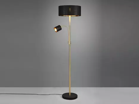 Торшер Trio Motel из матовой латуни E27 с кронштейном для чтения, золото