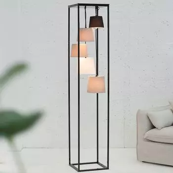 Торшер в стиле ретро LEVELS 180см, черный, серый, 5 льняных оттенков, торшер, лампа для гостиной, торшер Invicta Interior, мультиколор