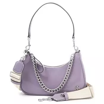 TORY BURCH 151 MERCER, лакированная кожа, кожаная сумка-полумесяц, сумка через плечо, маленькая женская сумка цвета мятно-фиолетовый