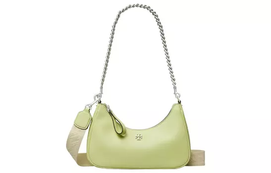 TORY BURCH 151 MERCER Сумка-полумесяц из кожи наппа, портативная, через плечо, женская, светло-зеленого цвета