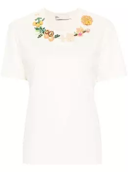 Tory Burch футболка из хлопка с декором, нейтральный цвет