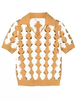 Tory Burch футболка с воротником поло и вырезами, коричневый