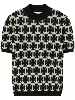 Tory Burch футболка T Monogram с высоким воротником, черный