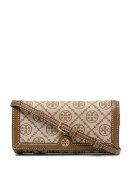 Tory Burch клатч с монограммой, коричневый