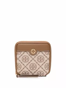 Tory Burch кошелек на молнии с жаккардовым логотипом, нейтральный цвет
