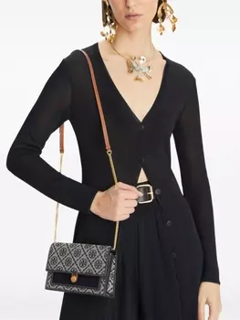 Tory Burch кошелек с цепочкой и монограммой, синий