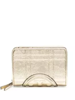 Tory Burch кошелек с декором Double T, золотистый