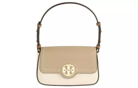 TORY BURCH Кожаная сумка через плечо, женская, цвета экрю и коричневого