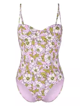 Tory Burch купальник с цветочным принтом и вырезом, розовый