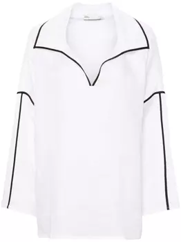 Tory Burch льняная рубашка с контрастной отделкой, белый