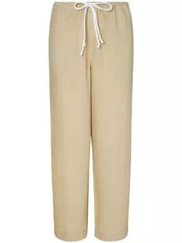 Tory Burch льняные брюки прямого кроя, нейтральный цвет