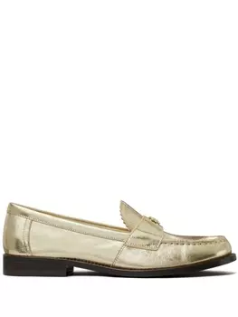 Tory Burch лоферы с эффектом металлик, золотистый