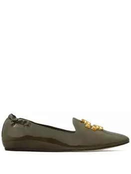 Tory Burch лоферы с логотипом, зеленый