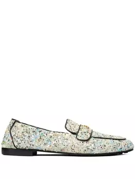 Tory Burch лоферы с пайетками, нейтральный цвет