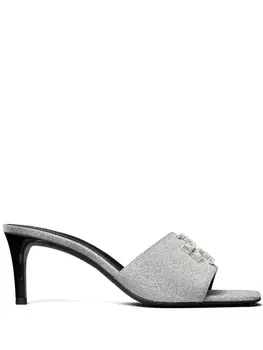 Tory Burch мюли Eleanor 65 с блестками, серебристый